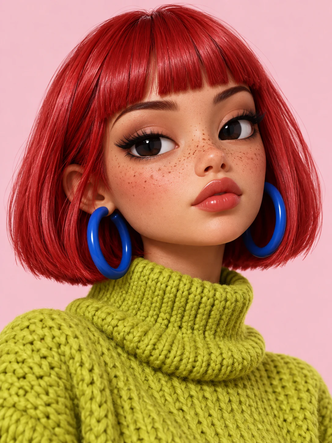 Cherry-haired fashion character